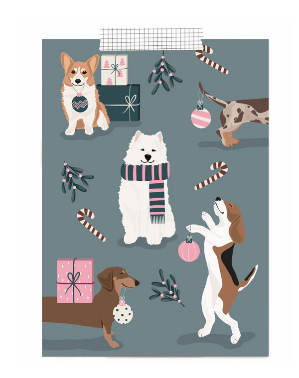Postkarte - Festive dogs