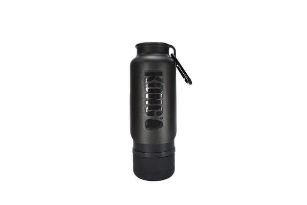 Isolierte Wasserflasche KONG H2O mit Trinknapf - schwarz
